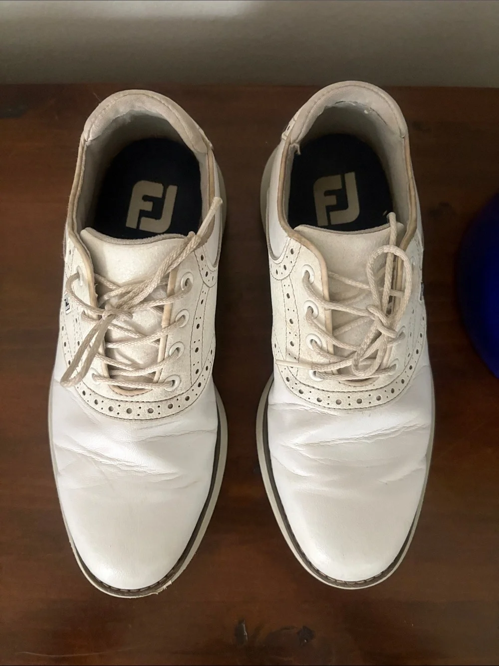 Youth Boys FootJoyWhite Wingtip Golf Cleats